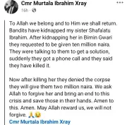 Bandits kill abducted Kaduna woman, demand N2m to release body