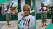Proud Mother Wears NYSC Uniform to Church to Celebrate Daughters' Success