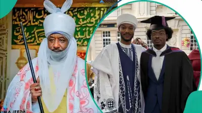 Emir of Kano Muhammadu Sanusi II Celebrates Son’s UK Graduation in Royal Attire