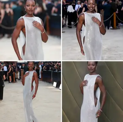 Lupita Nyong'o Stuns in Revealing Silver Gown at 'The Odyssey' Premiere