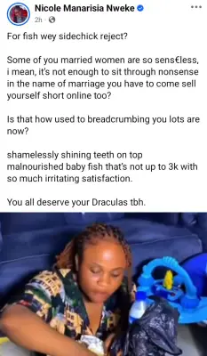 Nigerian Lady Slams Married Women Over Bare Minimum Praises
