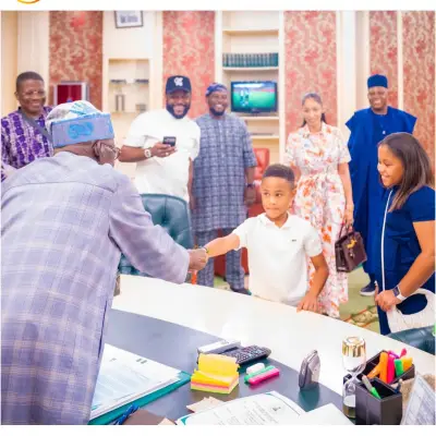 Tinubu Hosts Son Seyi, Daughter-in-Law, Grandchildren at State House