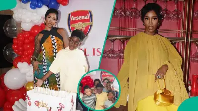 Tiwa Savage Celebrates Son Jamil's 11th Birthday With Arsenal-Themed Party