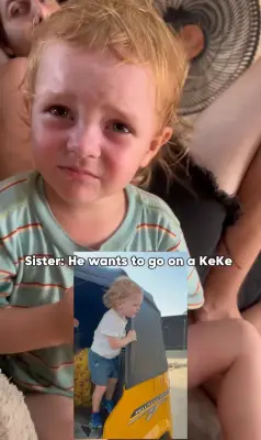 White American Boy Cries to Board Yellow Keke Napep in Nigeria