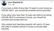 Arrest Parents Who Give Children Under 15 as Househelps, Says Wike’s Aide