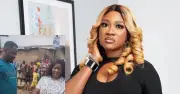 Mercy Johnson teaches Zubby Michael bottle-breaking stunt on set