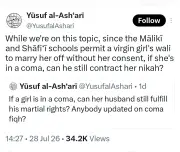 Muslim Man on X Asks About Marital Rights If Wife in Coma