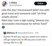 Nigerian Lady Reports Racism After Microwaving Jollof Rice at Work