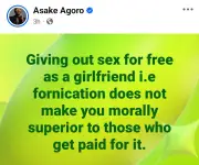 Nigerian Woman: Free Sex in Relationships Not Morally Superior to Paid Sex