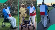 UK-Based Nigerian Grandfather Dances With Walker During Family Stroll, Wins Hearts