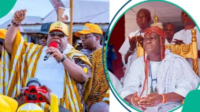 Adeleke Prostrates for Ooni Ahead of Osun Poll, Sparks Reactions