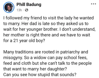Nigerian Man Slams Patriarchy in Marriage Negotiations After Widow Sidelined