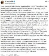 FIFA Chief Infantino Accused of Blackmail by Jordan FA President