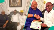 Governor Adeleke Presents Certificate of Return to Wike After Re-election Victory