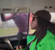 Moment Asherkine Drove Off With Tout Clinging to His Car