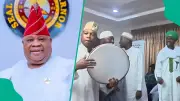 Osun Governor Adeleke Plays Bandiri Drum with Muslim Clerics After Victory
