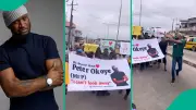 Peter Okoye Reacts as Uche Maduagwu Leads Lagos Street Support March