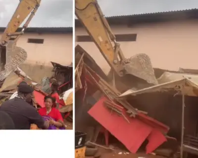 Bulldozer Nearly Crushes Woman and Baby in Nnewi Demolition