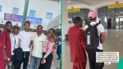 Lady Weeps at Airport as Brother Travels Abroad to Play Football After Parents' Death