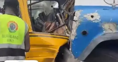 Four critically injured as container truck crashes into vehicles in Lagos